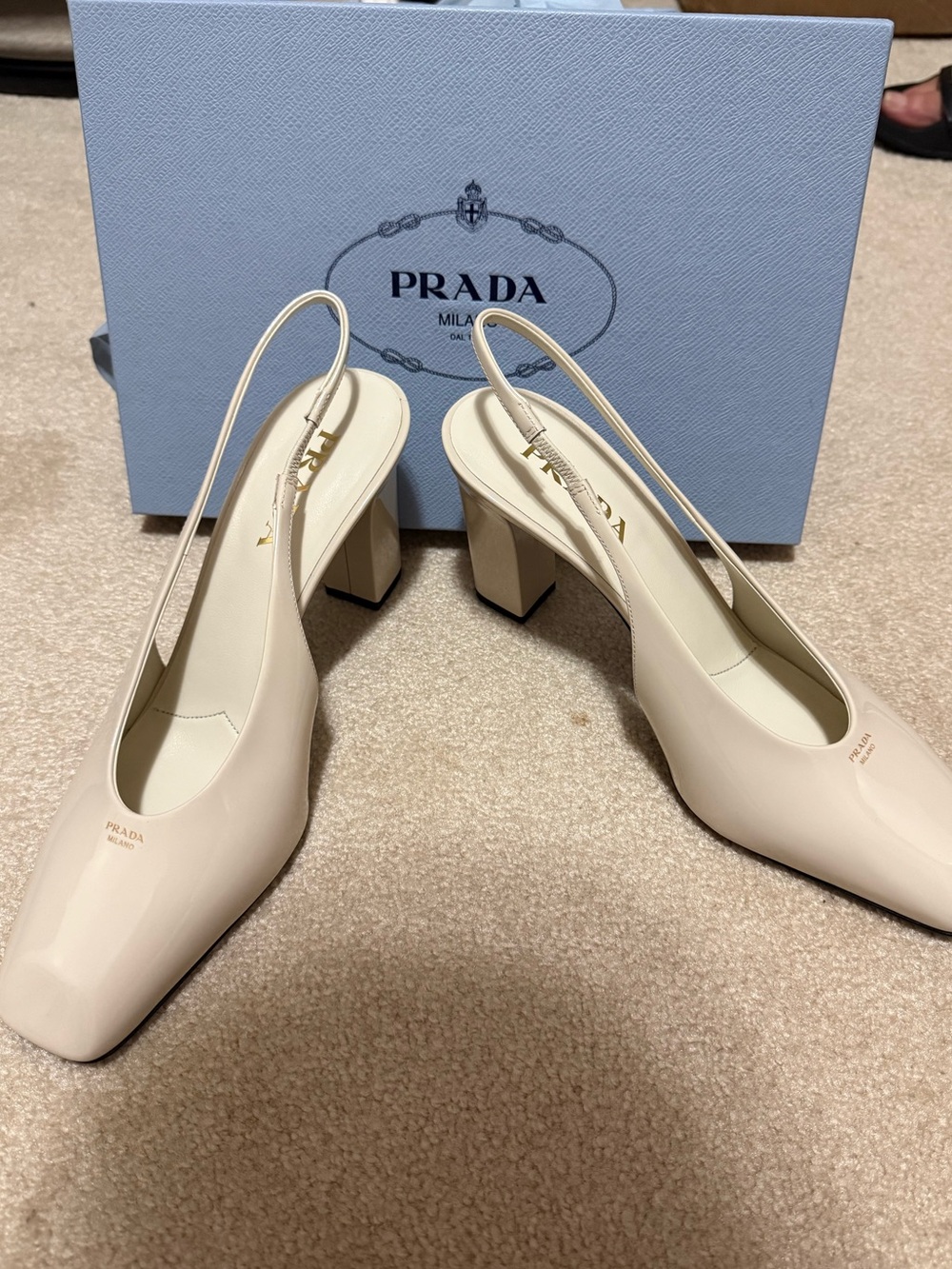 Prada Ivory Sling Back Heels - Picture 2 of 2